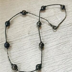 Vintage 925 Sterling SIlver Thin Barrel Liquid Silver with Round Beads